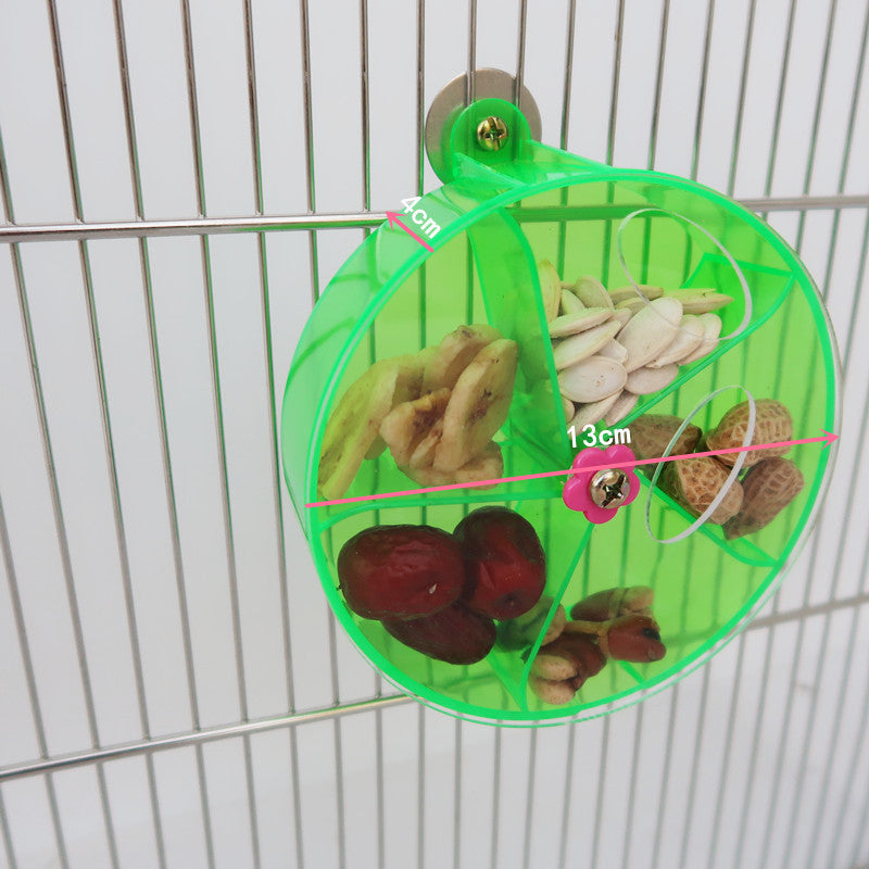 Acrylic Foraging Wind Wheel Bird Toy | Parrot Cage Feeder