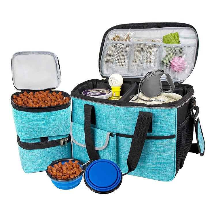 Pet Travel Kit – Foldable Bowl, Storage Bags & Water-Resistant Organizer