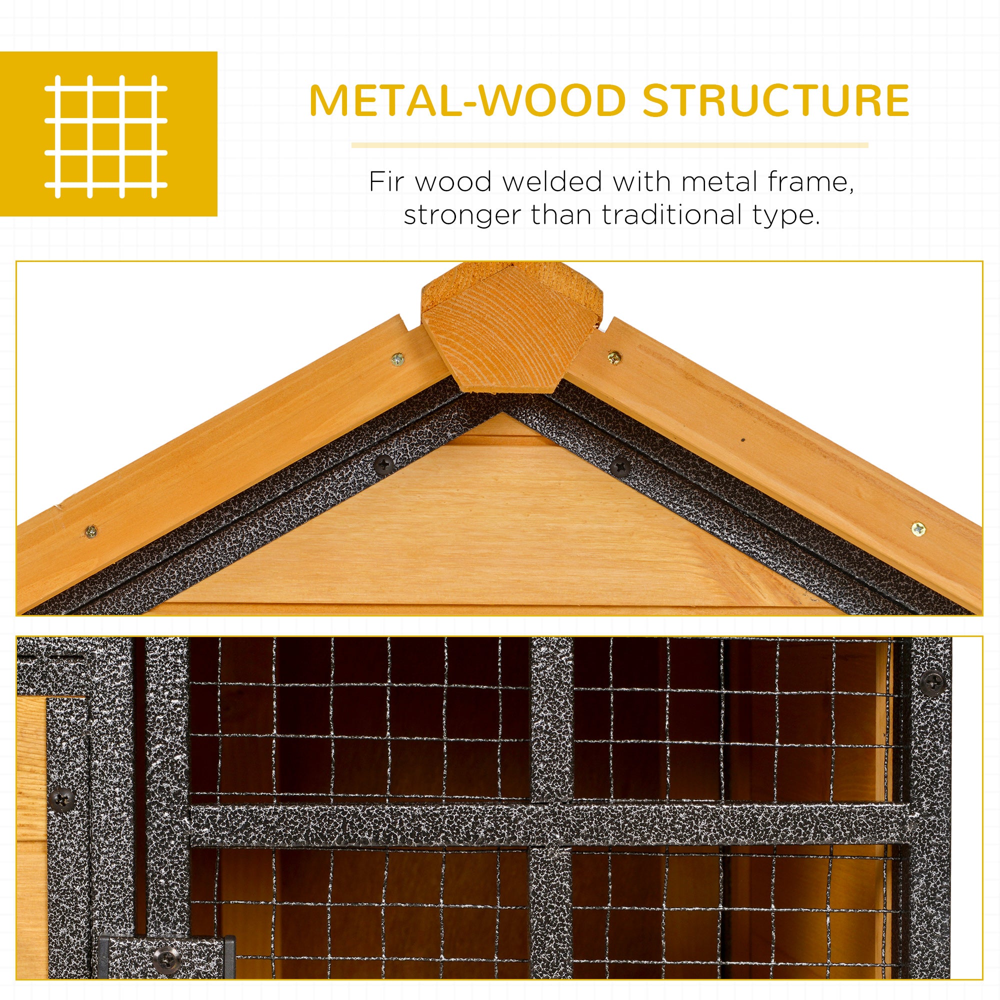 Outdoor Rabbit Cage Elevated Pet House with Slide-Out Tray