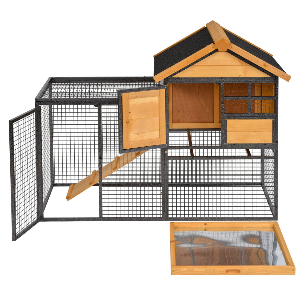 Outdoor Rabbit Cage Elevated Pet House with Slide-Out Tray