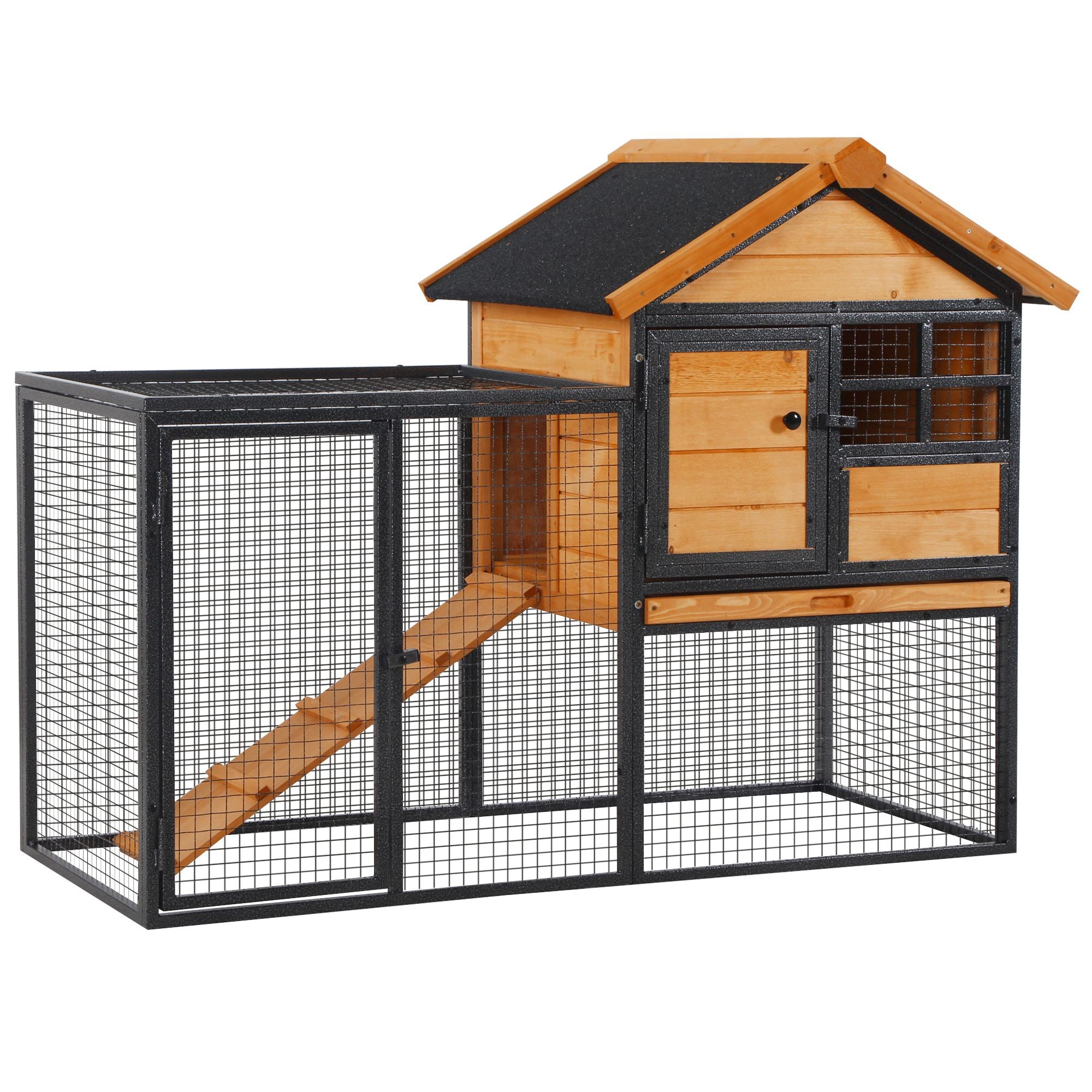 Outdoor Rabbit Cage Elevated Pet House with Slide-Out Tray