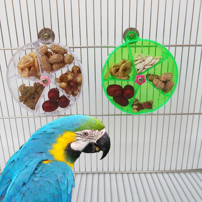 Acrylic Foraging Wind Wheel Bird Toy | Parrot Cage Feeder