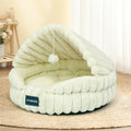 Cozy Shell Cat Nest Bed with Dangling Toy